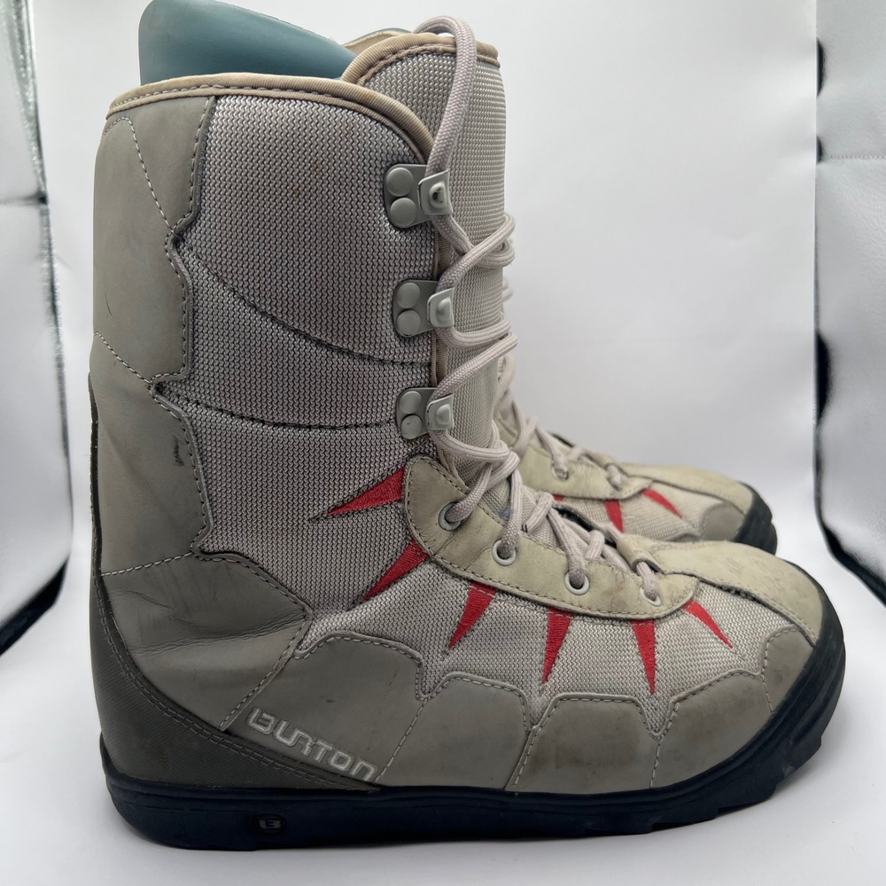 Burton Moto Snowboard Boots Mens 11 Grey Red Lace Up Winter Sports Shoes liner